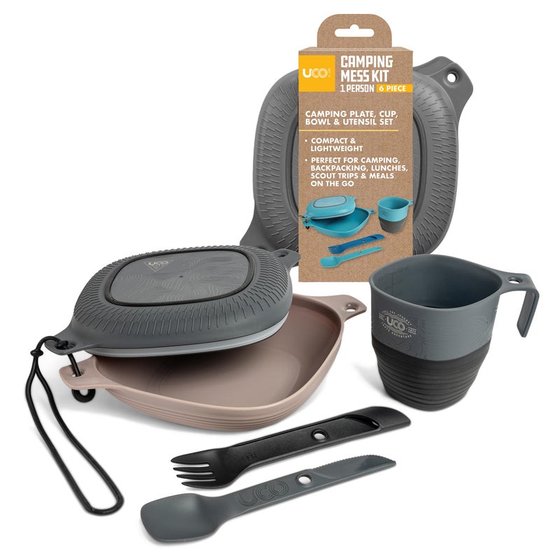 UCO 6-Piece Camping Mess Kit with Bowl, Plate, Collapsible Cup, and Switch Camping Spork - Image 1