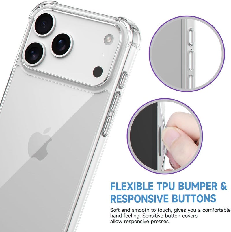 EGOTUDE for iPhone 17 Pro Max Case, Shockproof Hard Back Anti-Scratch Transparent Cover - Image 4