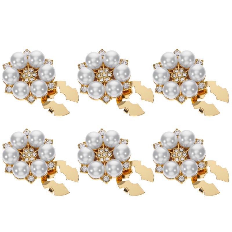 Aysatogc 6PCS Button Covers Rhinestone Detachable Button Covers for Women Blouses Crystal Decorative Clips Buttons Jewelry Pearl Buttons Pins for Jeans Sewing DIY Craft Women Men(Pearl) - Image 1