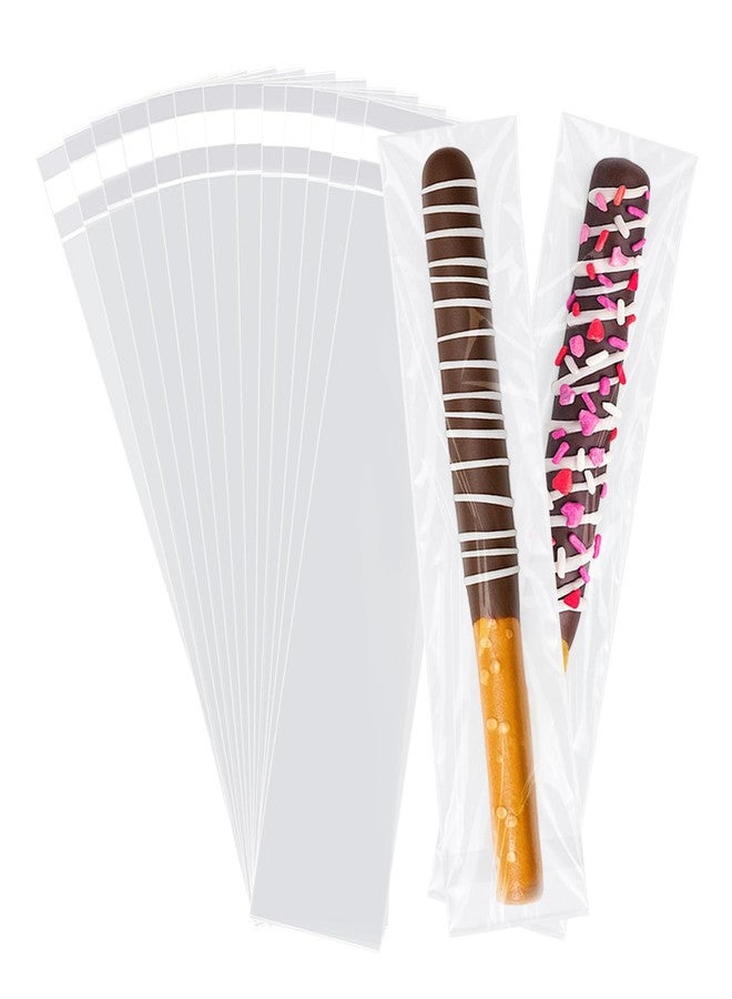 WIKDAY 200PCS Pretzel Rod Bags 2X10 Inches Self Sealing Cellophane Bags Stick Treat Sealable Clear Plastic with Seal for Gift Giving, Packaging Candy, Snack, Products, Party Favors - Image 1