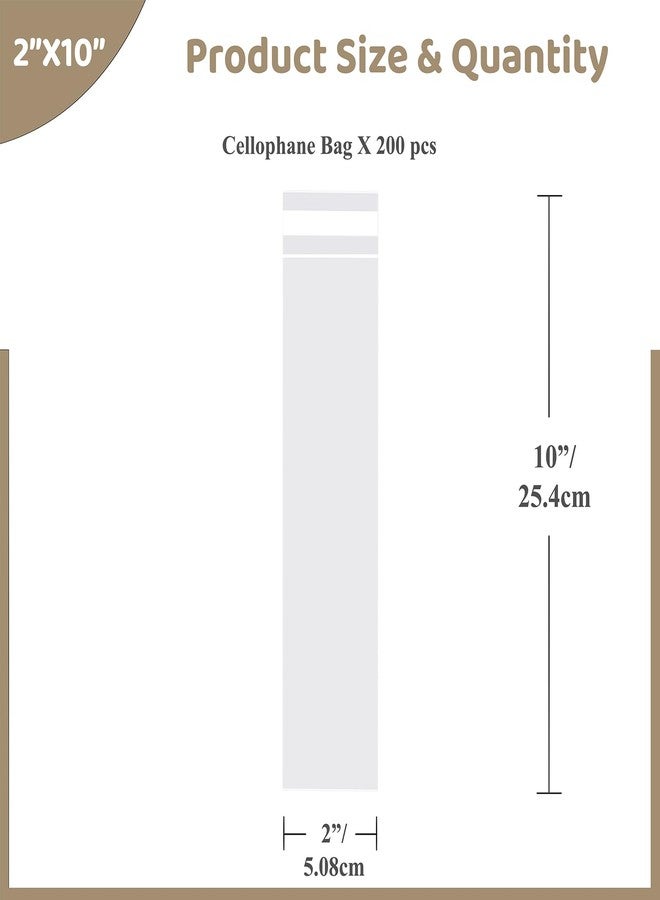 WIKDAY 200PCS Pretzel Rod Bags 2X10 Inches Self Sealing Cellophane Bags Stick Treat Sealable Clear Plastic with Seal for Gift Giving, Packaging Candy, Snack, Products, Party Favors - Image 2