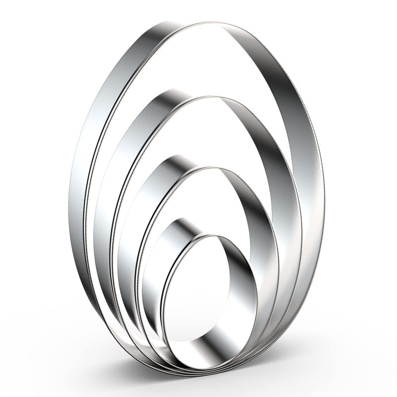 QAAQS Large Egg Cookie Cutter Set in Different Sizes - 5 Inch, 4 Inch, 3 Inch, 2 Inch - 4 Piece - Stainelss Steel - Image 1