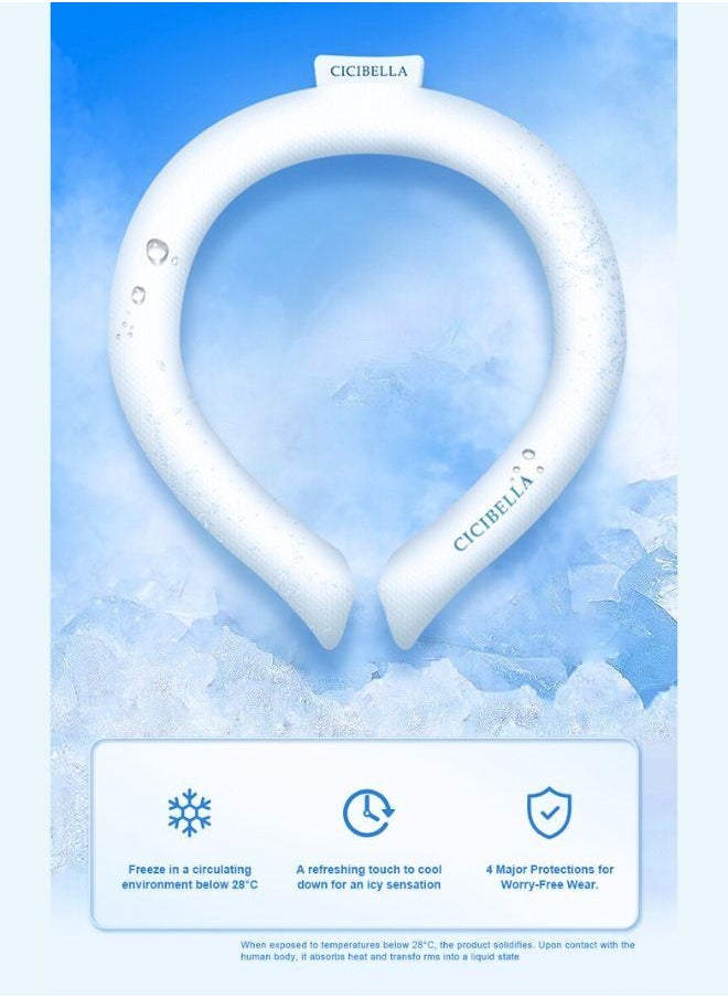 CICIBELLA Ice Neck Cooling Tube - Reusable Cooling Neck Ring for Summer Heat - Wearable and Hands-Free Sports Neck Cooler for Outdoor Indoor - Pure White  - Image 3