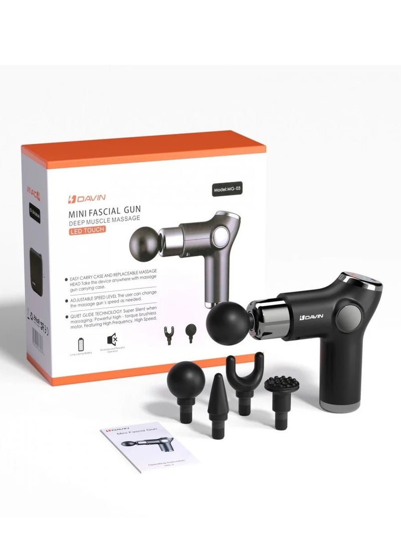 Davin Massager and Body Muscle Massage Device With 4 Massage Heads Black Color  - Image 1