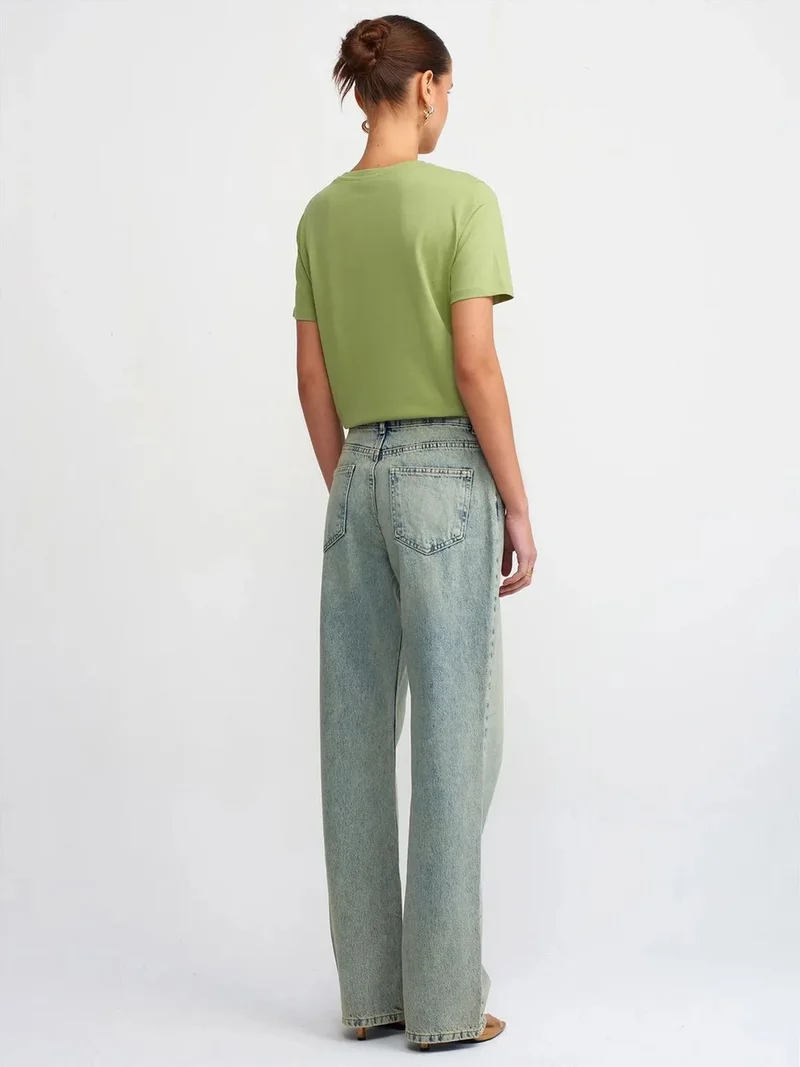 ديلفين DILVIN Low-Waist Straight-Leg Cotton Jeans