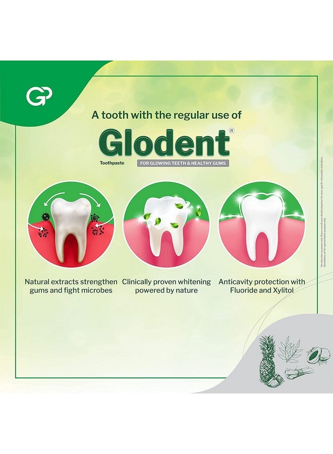 Glodent Teeth Whitening Toothpaste | Plaque Remover | Gum Care | Anticavity Tooth paste | Natural Xylitol Extracts, Neem, Pineapple, Papaya, and Miswak | Vegan-friendly Oral Care (Pack of 4) 70g each - Image 2