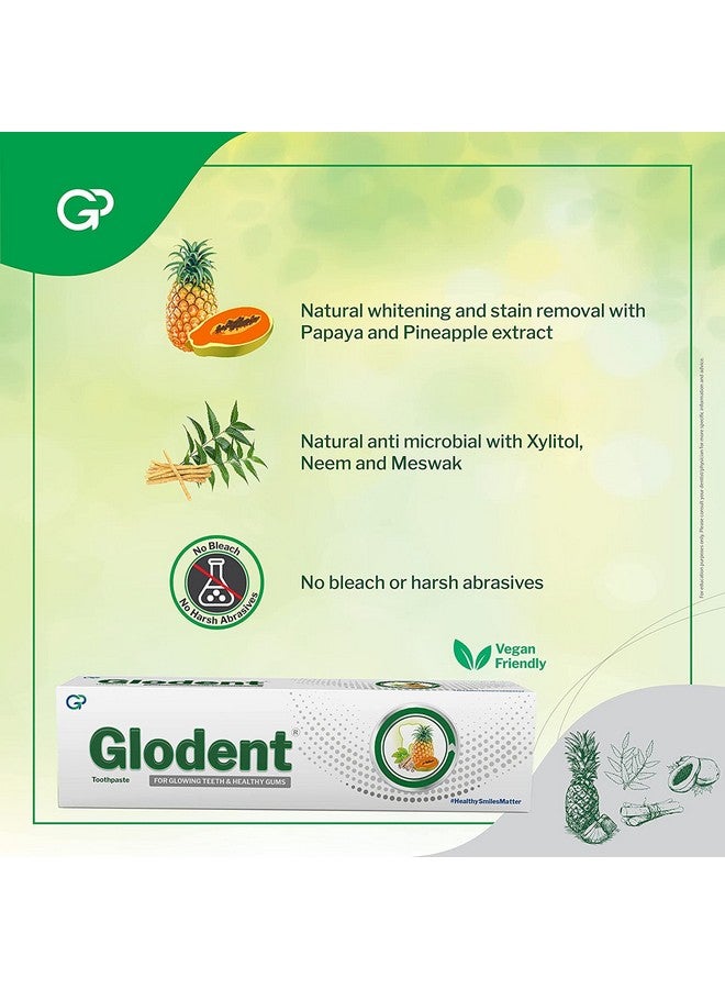 Glodent Teeth Whitening Toothpaste | Plaque Remover | Gum Care | Anticavity Tooth paste | Natural Xylitol Extracts, Neem, Pineapple, Papaya, and Miswak | Vegan-friendly Oral Care (Pack of 4) 70g each - Image 3