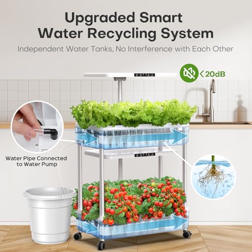 Ahopegarden Hydroponics Growing System Indoor Garden, 44 Pods Plant Herb Garden Germination Kit with LED Grow Light, 20L Double-Layer Large Capacity Hydrophonic Planter Grower for Vegetable Fruit - Image 2
