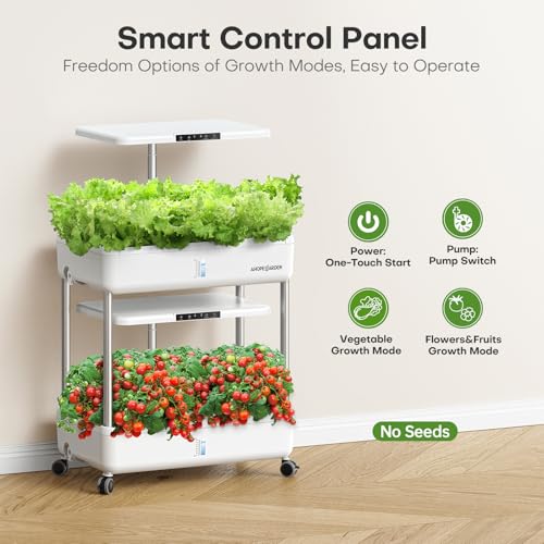 Ahopegarden Hydroponics Growing System Indoor Garden, 44 Pods Plant Herb Garden Germination Kit with LED Grow Light, 20L Double-Layer Large Capacity Hydrophonic Planter Grower for Vegetable Fruit - Image 3