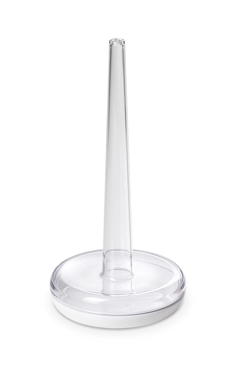 Omada Acrylic Paper Towel Holder: Standing Paper Towel Holder for Countertop – Clear Paper Towel Stand with White Base – Modern Kitchen Paper Roll Holder – Paper Towel Roll Dispenser - Image 2