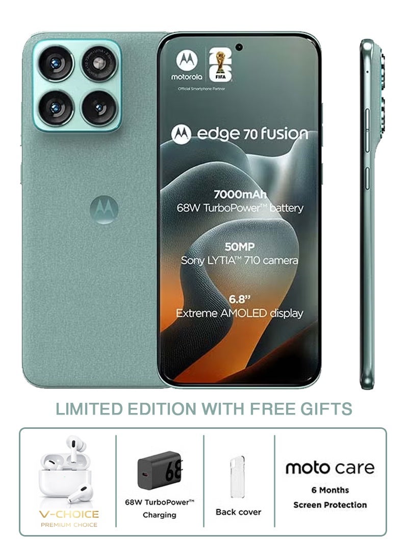 Motorola Edge 70 Fusion 5G Dual SIM PANTONE Blue Surf 12GB RAM 256GB Limited Edition with Free Gifts - Middle East Version - Image 1