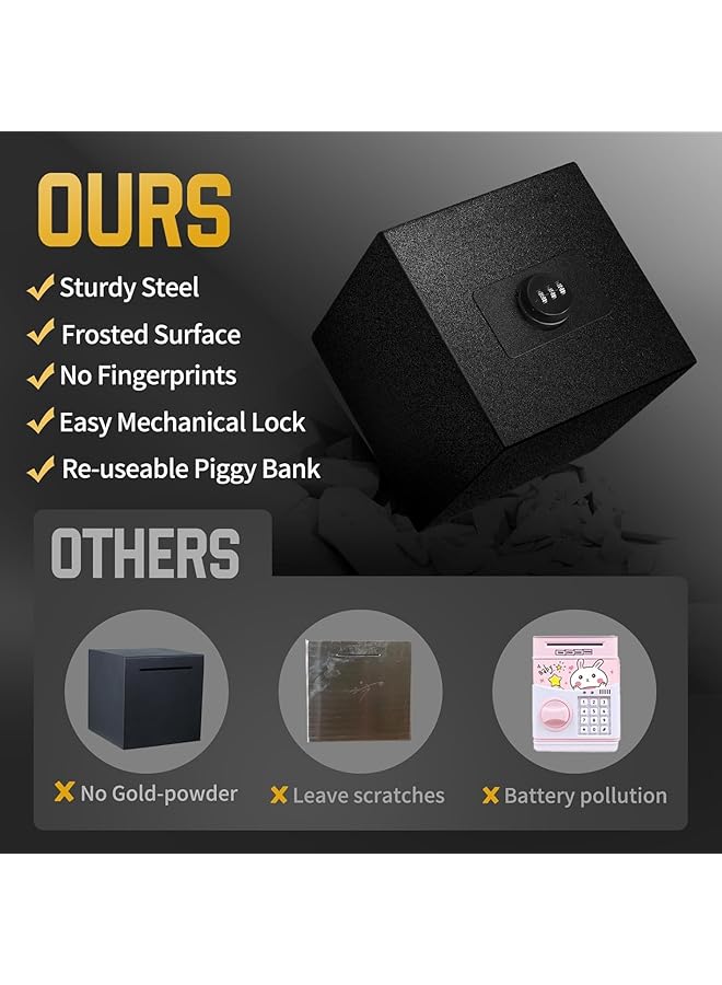 إيروريكس حصالة نقود معدنية للكبار والأطفال قابلة لإعادة الاستخدام من الفولاذ المقاوم للصدأ مع كلمة مرور وصندوق توفير نقود معدني مع قفل مركب لتوفير النقود، صندوق توفير نقود غير قابل للكسر مقاس 5.9 بوصة لتوفير النقود - Image 4