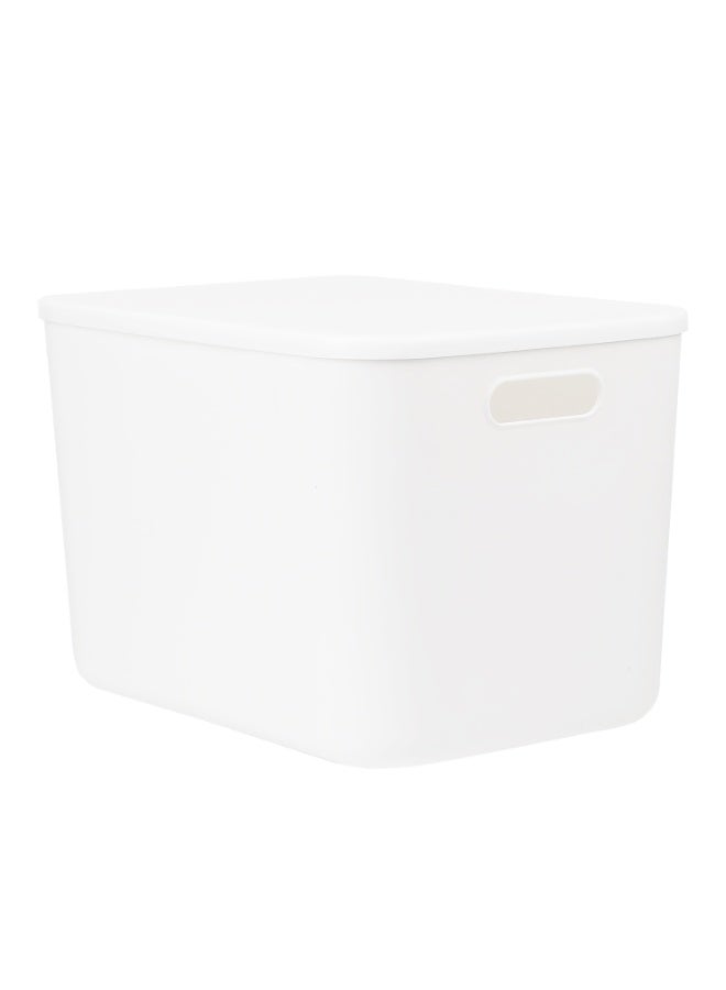 VUSIGN PP Storage Box with Lid – 22.3L Capacity, 36.5x25.5x24 cm, Stackable Organizer with Portable Handle and Dustproof Cover  5 Units– White – Model VS460-WH  - Image 5