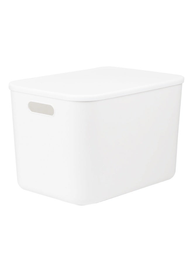 VUSIGN PP Storage Box with Lid – 22.3L Capacity, 36.5x25.5x24 cm, Stackable Organizer with Portable Handle and Dustproof Cover  5 Units– White – Model VS460-WH  - Image 3