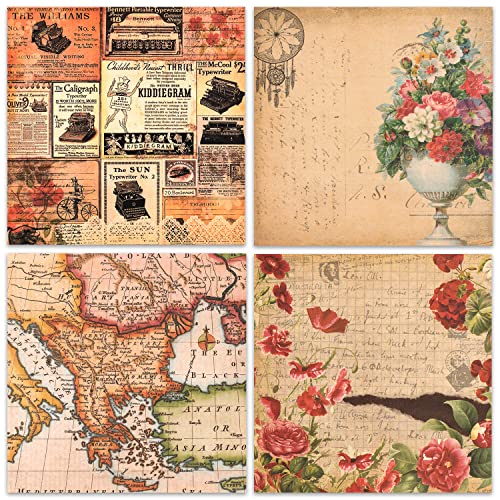 BLEDS Scrapbook Paper, 24 Sheets Vintage Rose Scrapbooking Paper 6x6 With 12 Different Designs Scrapbooking Supplies Single-Side Printing for Cardmaking Junk Journal Decorative Cardstock Background - Image 3