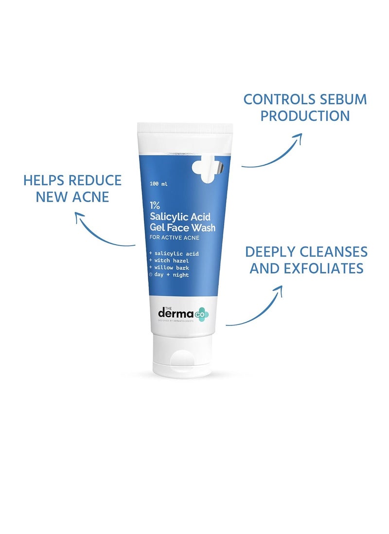 THE derma Co 1% Salicylic Acid Gel Face Wash for Acne | Deeply Cleanses & Exfoliates | Helps Reduce Acne & Controls Oil Production | 3.38 Fl Oz/100ml  - Image 2