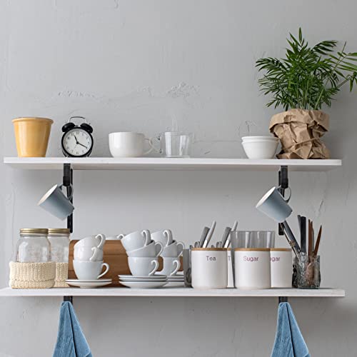 Nuogo 8 Pcs Heavy Duty Closet Rod Brackets Bulk 11"x11" Black Closet Shelf Bracket with Rod Holder Support 300 lbs Triangular Wall Mount Hangers Hooks with Screw for Home and Decor - Image 5