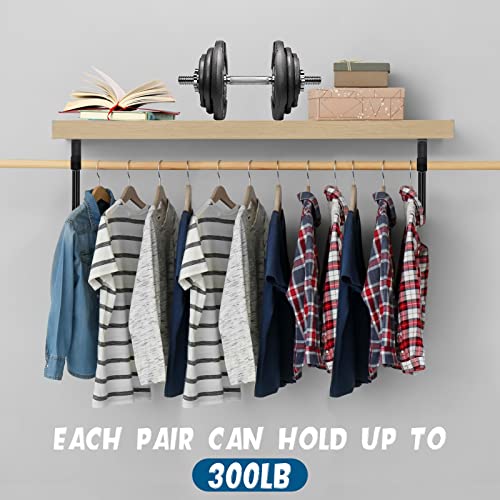 Nuogo 8 Pcs Heavy Duty Closet Rod Brackets Bulk 11"x11" Black Closet Shelf Bracket with Rod Holder Support 300 lbs Triangular Wall Mount Hangers Hooks with Screw for Home and Decor - Image 2