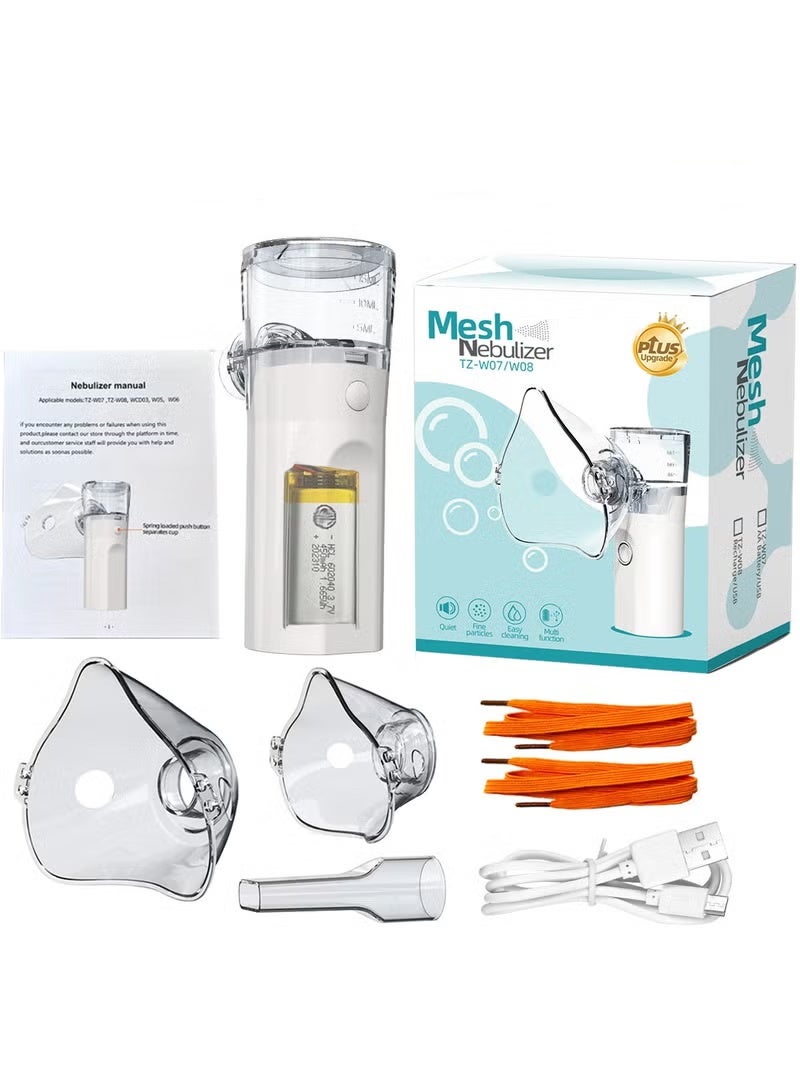 XUN New Mini Nebulizer Machine for Adults & Kids, Upgrade Portable Nebuliser USB Rechargeable Handheld Nebuliser with 2 Mask, 2 Adjustable Atomization Steam Inhaler for Home, Reusable, Silent and Ultrasonic Micro-grid Electronic Atomizer - Image 1