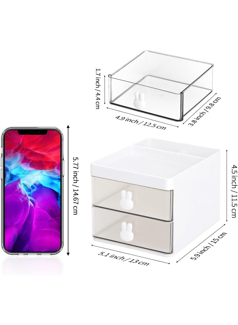 كيلا منظم مكتب صغير مع درج، صندوق تخزين مكتبي صغير، صندوق تخزين مكتبي مكتبي، صندوق تخزين لحامل بطاقات العمل/الأقلام/الأقلام الرصاص/الهاتف المحمول/الأدوات المكتبية، منظم أدوات مكتبية للمكتب المدرسة المنزلية (أبيض) - Image 2