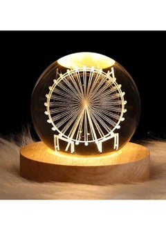 Generic 3D Nightlight, Crystal Ball Night Warm Light, Table Lamp with Wood Base, 16 Color Variations, Holidays, Birthdays Gifts (8 cm Crystal Ball + 7 x 2 cm Base)  - Image 1