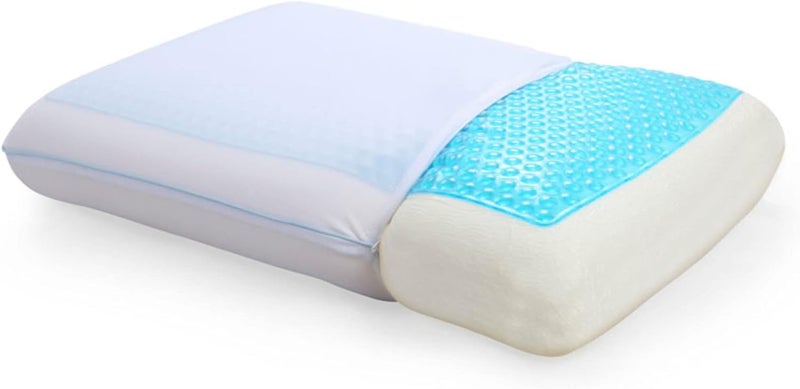 Cool Gel Cooling Pillow for Sleeping Standard Size Cooling Memory Foam Pillow for Hot Sleepers Reversible Ergonomic Design Pressure Relief Spine Alignment Side Back Contouring Support