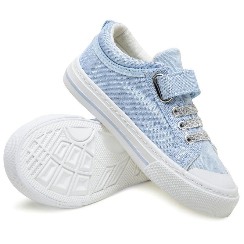 Toandon Toddler Boys Girls Kids Sneakers Walking Shoes Child Straps Buckle Hoop and Loop Low Top Non Slip Lightweight Sparkly Breathable Casual Fashion Outdoor Glitter Blue Size 10 - Image 3