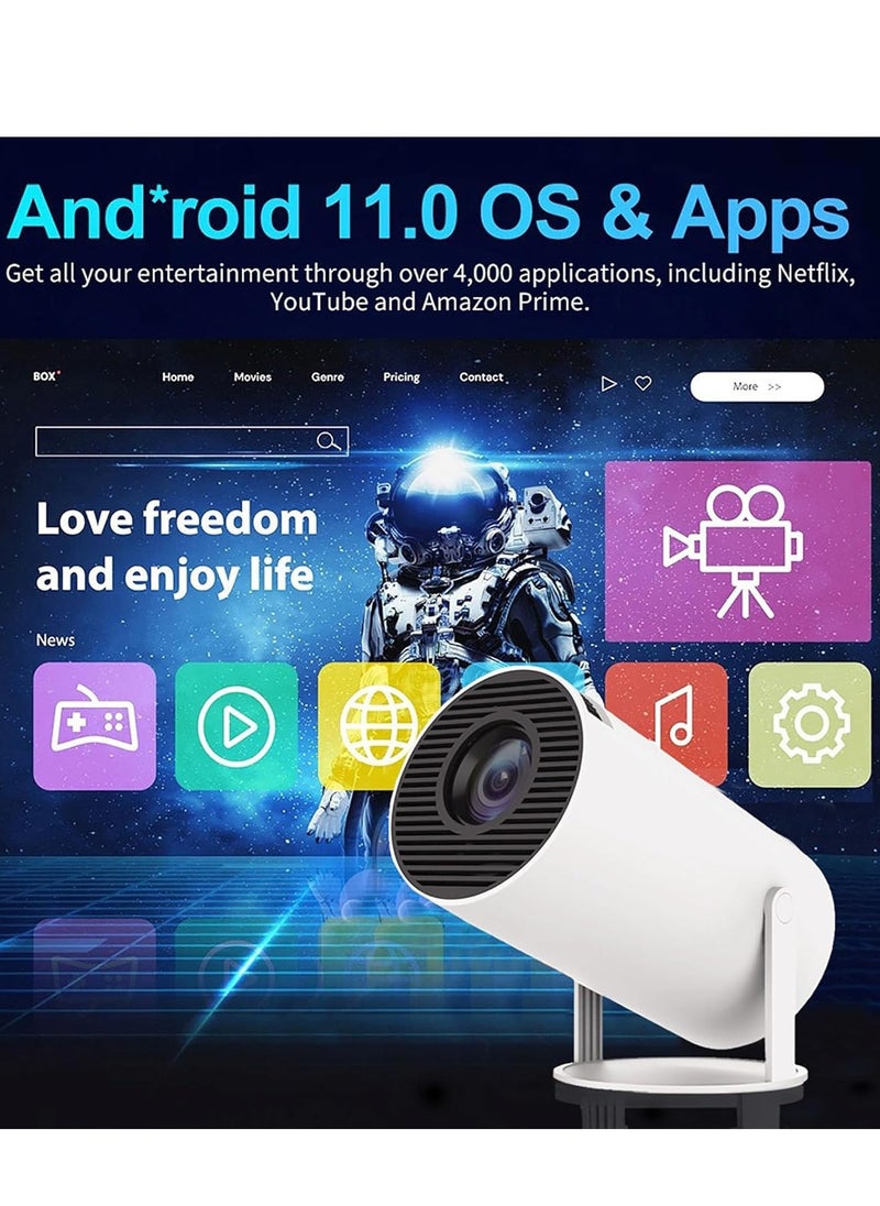 جهاز عرض صغير محمول 5G Wifi 6 Android 11، جهاز عرض صغير يدعم 4K/Auto Keystone، مسرح منزلي متوافق مع هواتف iOS/Android، جهاز عرض ذكي مع تطبيقات Google (مع ألعاب)
