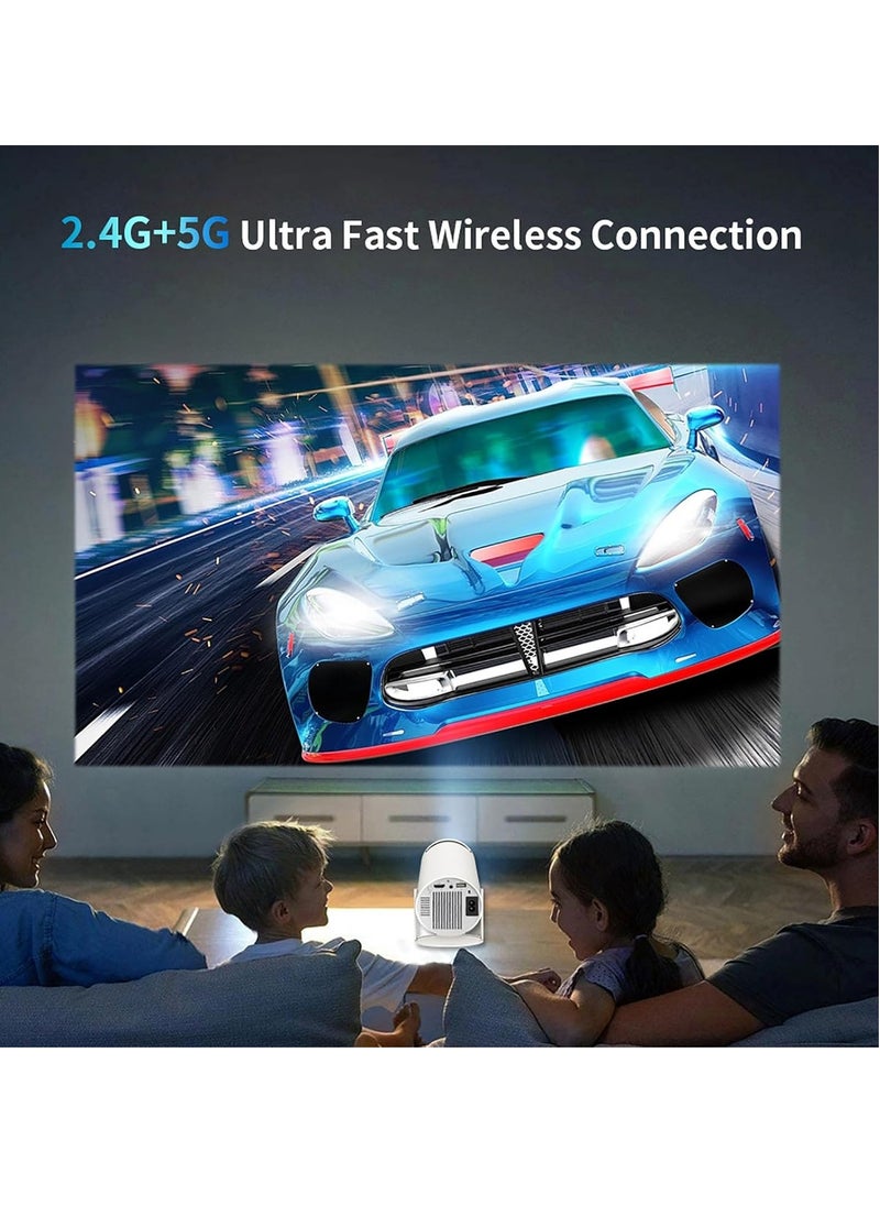 جهاز عرض صغير محمول 5G Wifi 6 Android 11، جهاز عرض صغير يدعم 4K/Auto Keystone، مسرح منزلي متوافق مع هواتف iOS/Android، جهاز عرض ذكي مع تطبيقات Google (مع ألعاب)