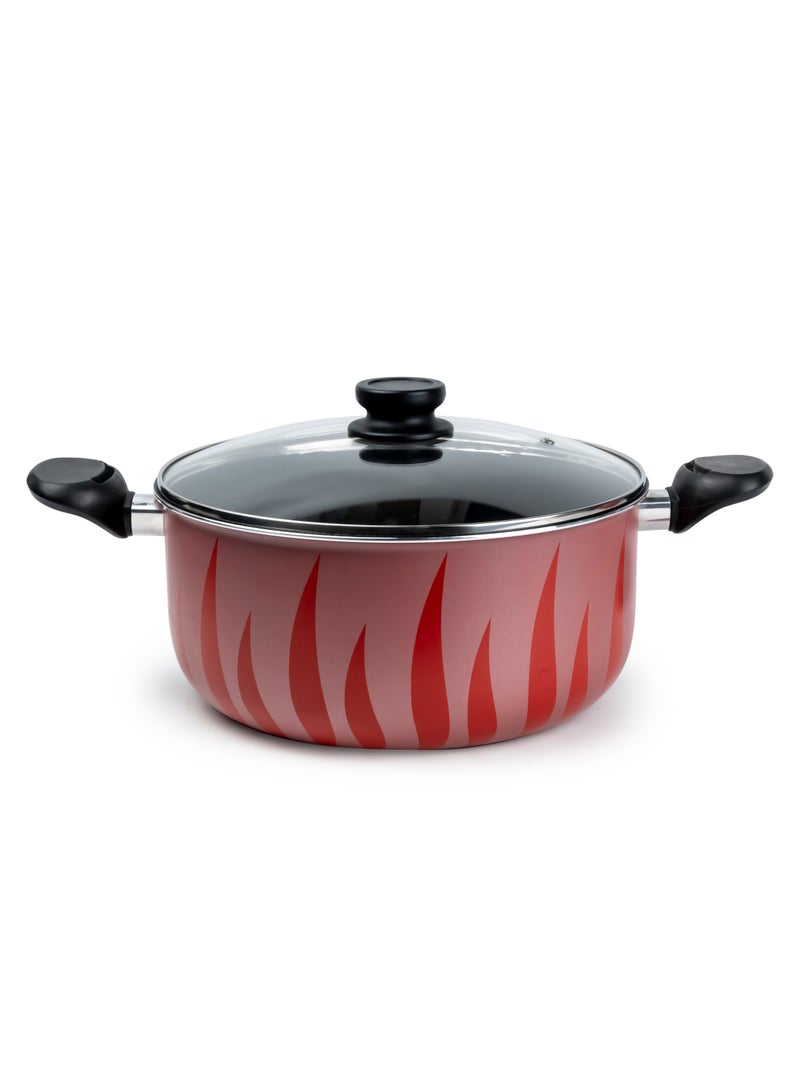 SENSTAN Flame Design Non-Stick Casserole with Lid and, Stew Pot Suitable for Gas, Electric, Induction, and Ceramic Stove - 28cm - Image 1