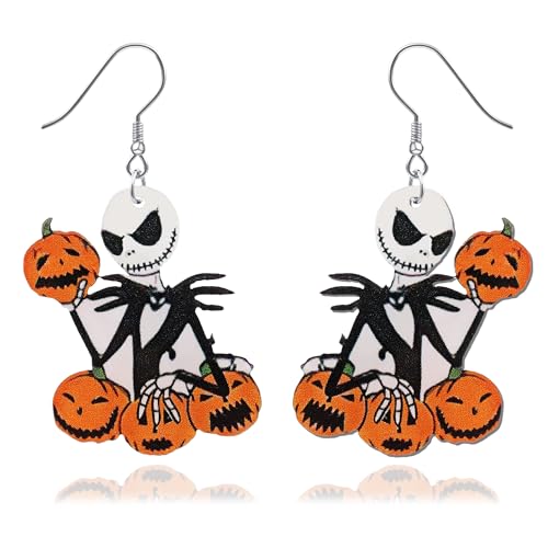 PEALICIOUS Nightmare Earrings Skeleton Earrings for Women Dangle Horror Skull Earrings Matching Pumpkin King Costume for Girls as Christmas Stocking Stuffer Accessories Gifts - Image 1