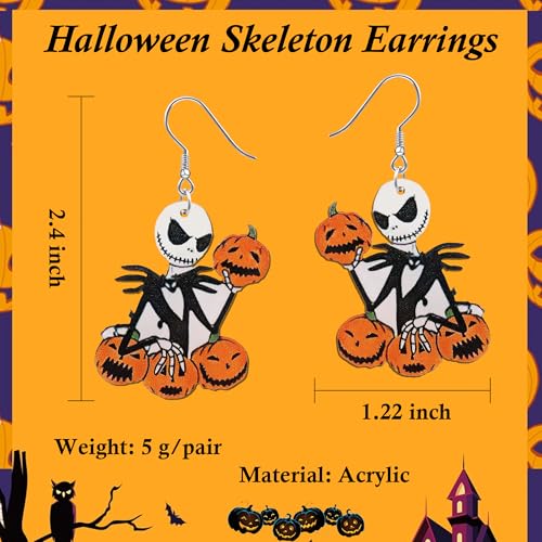 PEALICIOUS Nightmare Earrings Skeleton Earrings for Women Dangle Horror Skull Earrings Matching Pumpkin King Costume for Girls as Christmas Stocking Stuffer Accessories Gifts - Image 5