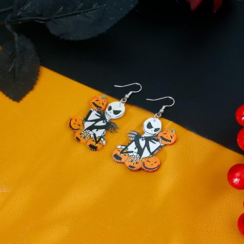 PEALICIOUS Nightmare Earrings Skeleton Earrings for Women Dangle Horror Skull Earrings Matching Pumpkin King Costume for Girls as Christmas Stocking Stuffer Accessories Gifts - Image 4