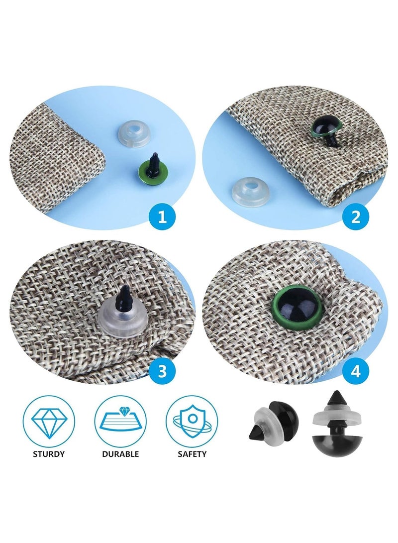 Excefore 600PCS Plastic Safety Eyes and Noses, 6mm-14mm Colorful Crochet Toy Eyes and Noses with Washers for Craft Doll Puppet Plush Animal and Teddy Bear - Image 2