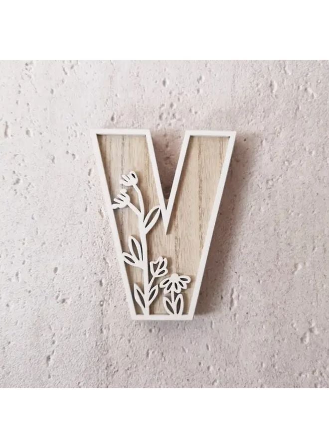 Vintage Wooden Floral Carved Alphabet Letter Wall Art Wedding Decor Home Accent - Image 1