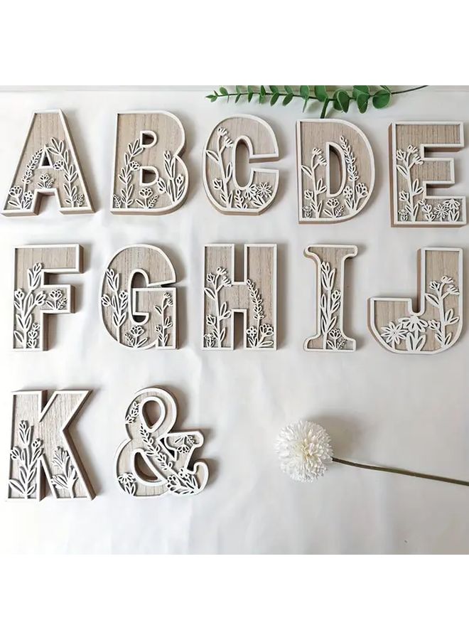 Vintage Wooden Floral Carved Alphabet Letter Wall Art Wedding Decor Home Accent - Image 2
