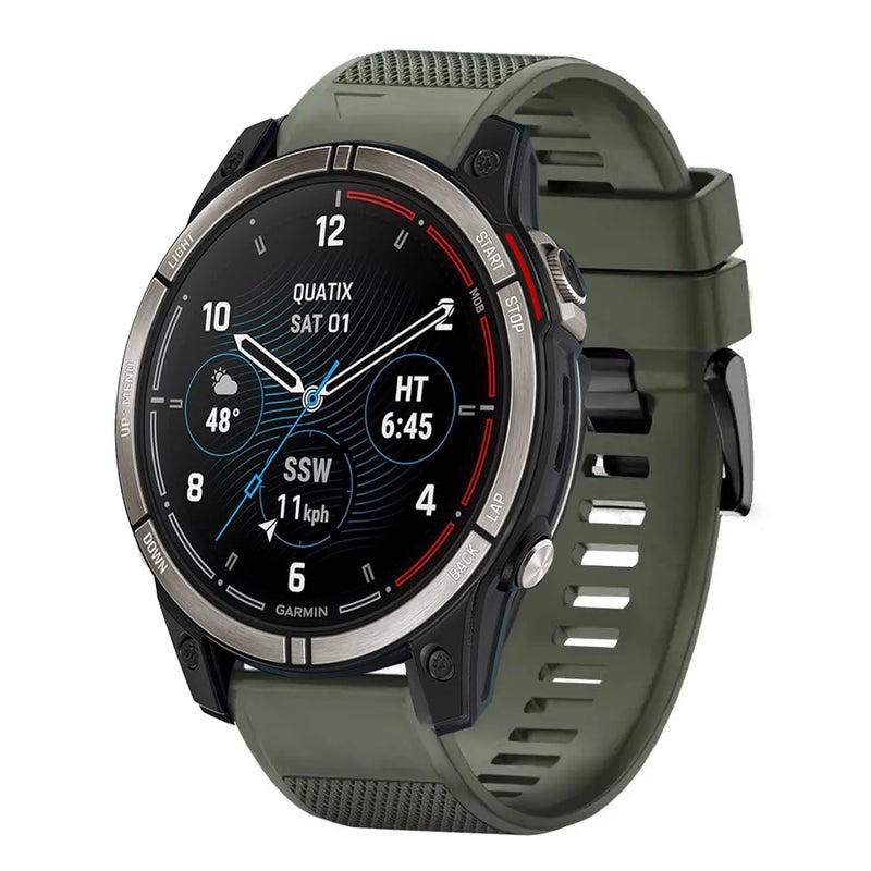 S-TOP For Garmin Quatix 7 Pro Quick Release 22mm Silicone Watch Band(Army Green) - Image 1