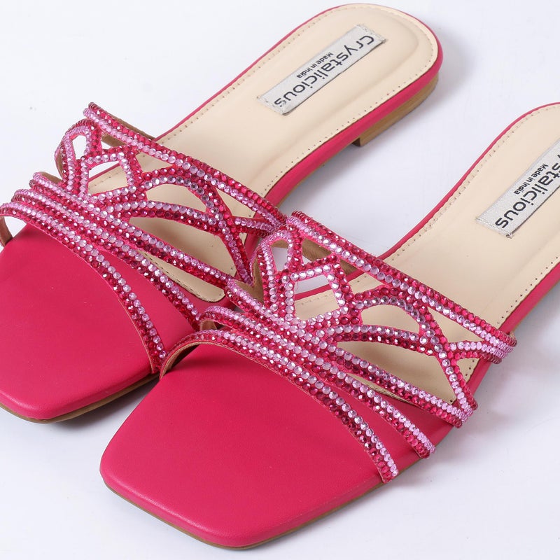 Crystalicious Hemal Handcrafted by Artisans Rhinestone Women Flats Cruelty-Free Comfort Sparkle & Modern Elegance - Image 1