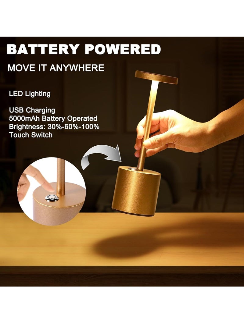 TRASSLE Rechargeable Cordless Table Lamps,3600mAh Portable Battery Operated LED Desk Lamps,3-Levels Stepless Dimmable Battery Powered Table Light for Restaurant/Bedroom  - Image 4