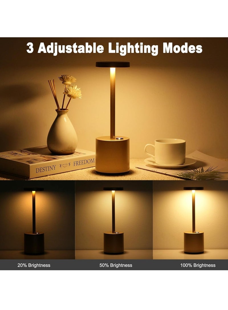 Rechargeable Cordless Table Lamps,3600mAh Portable Battery Operated LED Desk Lamps,3-Levels Stepless Dimmable Battery Powered Table Light for Restaurant/Bedroom