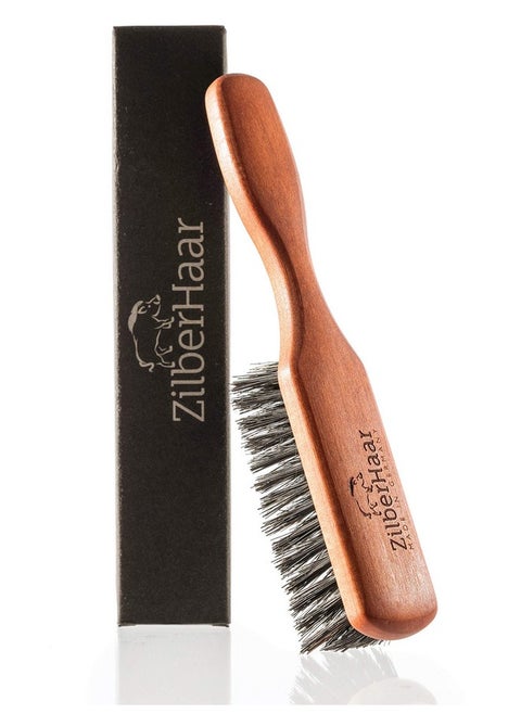 ZilberHaar Regular Beard Brush - Soft Boar Bristles - Beard grooming brush for men - Straightens and Promotes beard growth - Works with Beard Oils and Balms - Essential for beard care kits