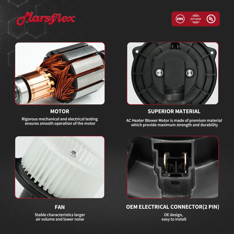 Marsflex Front Blower Motor 700012 for 2002-2008 Dodge Ram 1500 2500 3500, for 2002-2004 Jeep Grand Cherokee, 2002 2003 2004 2005 2006 2007 2008 Blower Motor OE: PM9198 5012701AB 5096255AA 5096256AA - Image 3