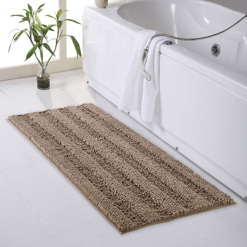 KGORGE Water Absorbent Bath Mat Soft Bathroom Rugs NonSlip Set Decor Quick Drying Thick Shaggy Chenile Shower Carpet for Toilet Tub Kitchen Decorations Gifts Taupe 47 x 24 1 Piece
