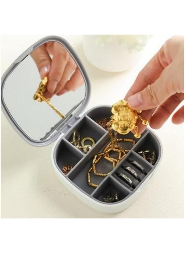 Portable Accessories Organizer with Mirror – Small Jewelry Storage Box, Lightweight Elegant Case for Handbag, Travel & Everyday Use - Image 2
