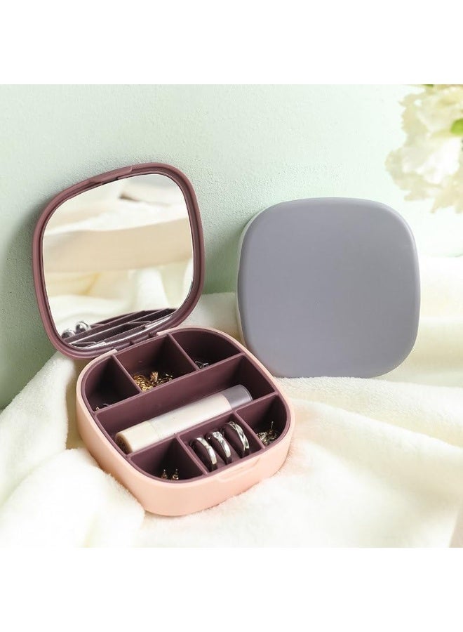 Portable Accessories Organizer with Mirror – Small Jewelry Storage Box, Lightweight Elegant Case for Handbag, Travel & Everyday Use - Image 4