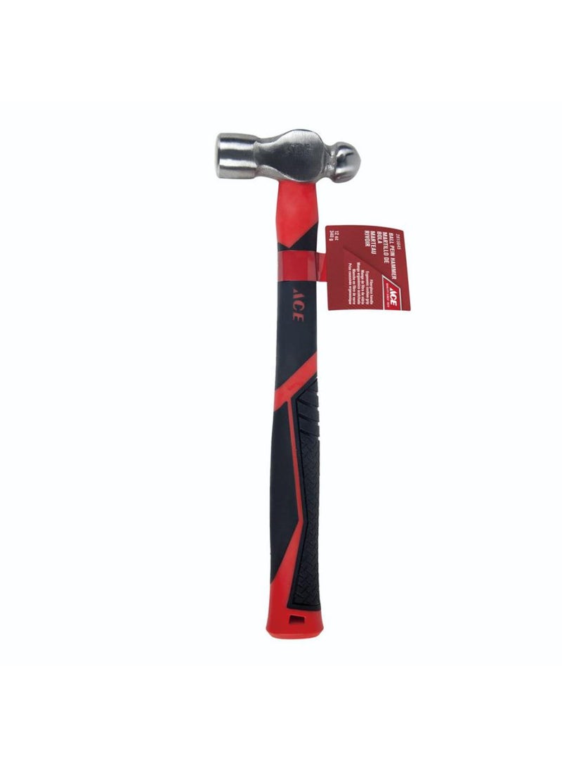 ACE Carbon Steel Ball Pein Hammer WFiberglass Handle 340g 