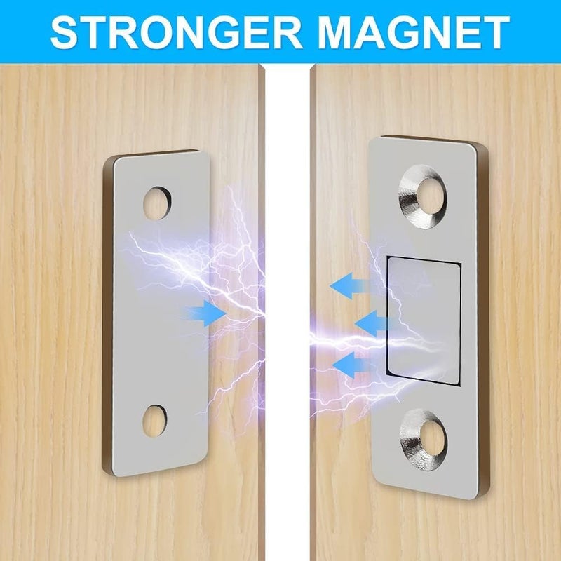 BESTAQUA BA 4 Pack Magnetic Door Catch Ultra Thin Cabinet Magnetic Catch with Strong Adhesive Sticker Screws Slim Drawer Magnets Locks Furniture Safety Latches for Kitchen Cupboard Closet  - Image 5