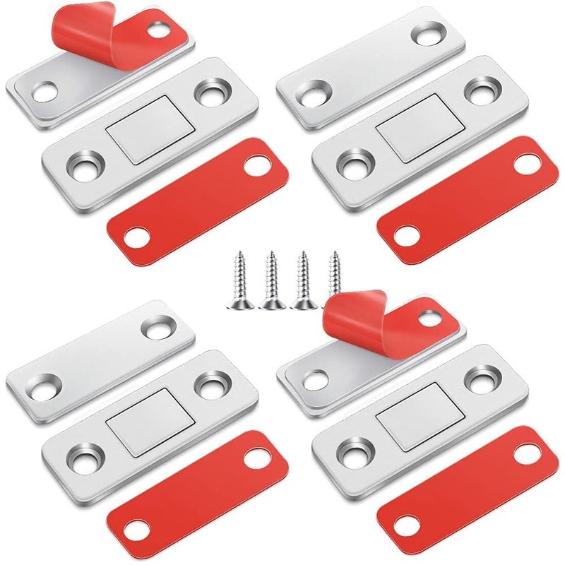 BESTAQUA BA 4 Pack Magnetic Door Catch Ultra Thin Cabinet Magnetic Catch with Strong Adhesive Sticker Screws Slim Drawer Magnets Locks Furniture Safety Latches for Kitchen Cupboard Closet  - Image 4