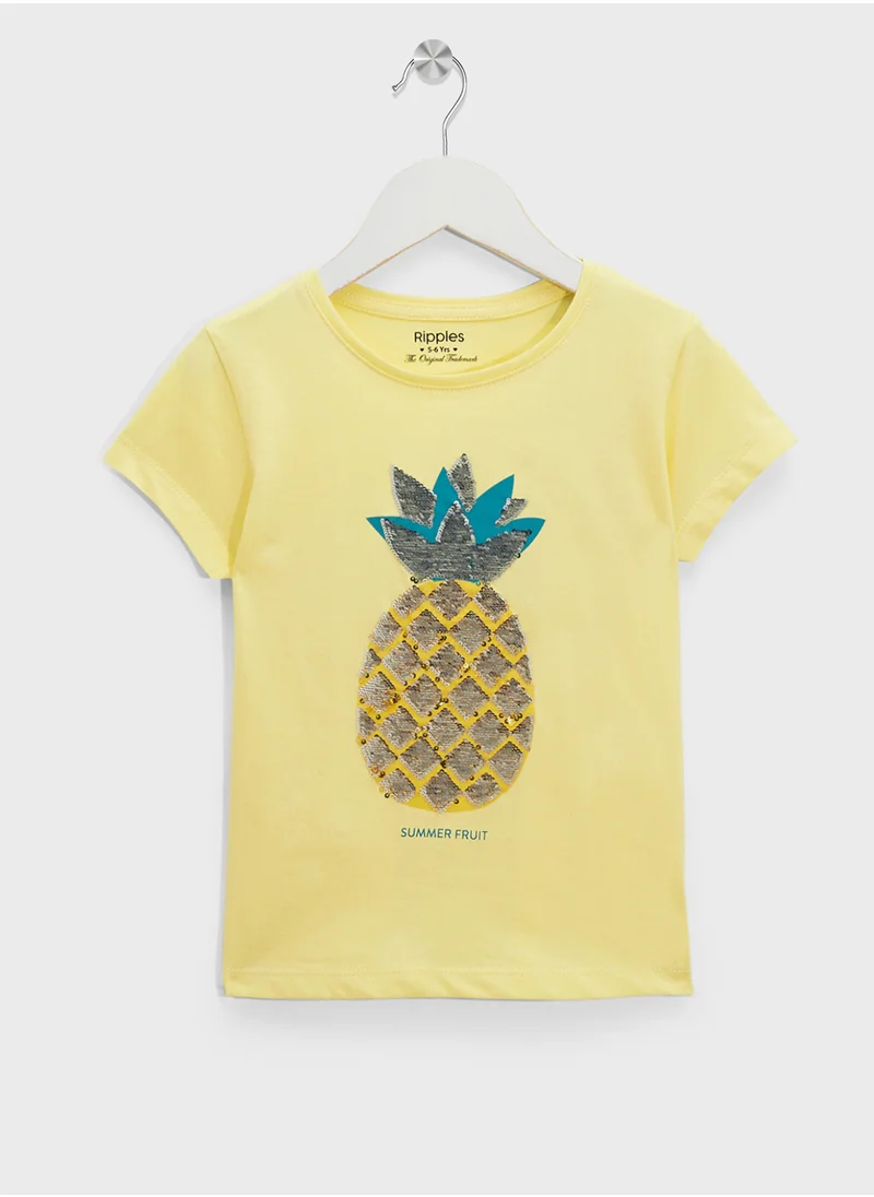 Ripples Girls Half Sleeves T-shirt