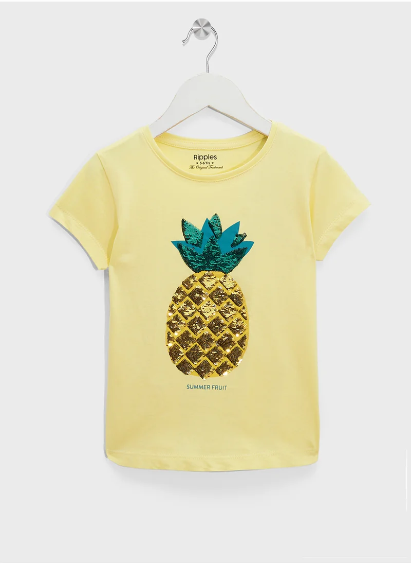 Ripples Girls Half Sleeves T-shirt